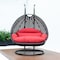 Leisuremod Charcoal Wicker Hanging 2 person Egg Swing Chair with Red Cushions ESCCH-57R - alternate 3