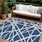 Homeroots 8' X 10' Navy Blue And Ivory Geometric Washable Indoor Outdoor Area Rug 600477 - alternate 1