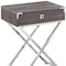 Homeroots 24" Silver And Deep Taupe Wood And Metal End Table With Drawer 333262 - alternate 3