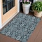 Homeroots 3' X 5' Teal Blue And Sky Blue Damask Washable Indoor Outdoor Area Rug 588196 - alternate 1
