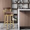 Homeroots 30" Coffee and Gold Faux Leather and Stainless Steel Low Back Bar Height Swivel Bar Chair 569167 - alternate 1