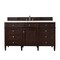 James Martin Vanities Brittany 60'' S Vanity, Burnished Mahogany w/ Jasmine Pearl Silestone Top w/ Wireless Charger 650-V60S-BNM-FEJP - alternate 1