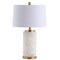 Jonathan Y Eliza 25.5" Contemporary Modern Alabaster Column LED Table Lamp w/ Nightlight Base, White/Gold Leaf JYL6203A - alternate 2