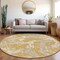 Homeroots 8' Gold Gray And Ivory Round Abstract Washable Indoor Outdoor Area Rug 600086 - alternate 5