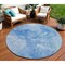 Homeroots 8' Denim Blue And Sky Blue Round Nautical Washable Indoor Outdoor Area Rug 581727 - alternate 1