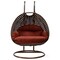 Leisuremod Mendoza Dark Brown Wicker Hanging 2 person Egg Swing Chair with Cherry Cushions MSCDBR-53CHR - alternate 6