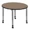 Regency Round Kee Height Adjustable Mobile Classroom Activity Table, 42 in W, 42 in L, Noble Oak TB42RNDNOAPCGY - alternate 1
