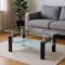 Homeroots 39" Clear and Black Glass and Steel Coffee Table With Shelf 635698 - alternate 5