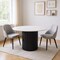 Homeroots 56" White and Black Marble and Solid Wood Pedestal Base Round Top Dining Table 572224 - alternate 3