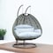 Leisuremod Beige Wicker Hanging 2 person Egg Swing Chair with Light Grey Cushions ESCBG-57LGR - alternate 3