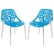 Leisuremod Modern Asbury Dining Chair with Chromed Legs, Blue, 2PK AC16BU2 - alternate 1
