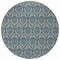 Homeroots 8' Round Blue and Cream Round Damask Washable Non Skid Indoor Outdoor Area Rug 563867 - alternate 3