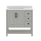 Flash Furniture Vega 36in. Vanity w/Sink, Cabinet w/Blk Hardware, Open Shelf & 3 Drawers, Marble Counter, Gry/Wht FS-VEGA36-KD-GY-HDBLK-GG - alternate 5