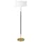Homeroots 61" Brass Two Light Floor Lamp With White Frosted Glass Drum Shade 523571 - alternate 1