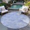 Homeroots 8' Sky Blue And Ivory Round Geometric Washable Indoor Outdoor Area Rug 603295 - alternate 6