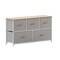 Flash Furniture Harris 5 Drawer Vertical Storage Dresser with White Cast Iron Frame, Oak Wood Top and Beige Easy Pu WX-5L206-W-WH-BG-GG - alternate 1
