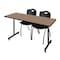 Regency Kobe T-Base Training Seminar Table W/ 2 M Stack Chairs, 66 in W, 30 in L, Noble Oak MKTRCT6630NO47BK - alternate 1