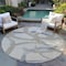 Homeroots 8' Beige Ivory And Gray Round Abstract Washable Indoor Outdoor Area Rug 599102 - alternate 2
