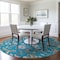 Homeroots 8' Teal Blue Ivory And Pink Round Floral Washable Indoor Outdoor Area Rug 597850 - alternate 5