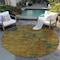 Homeroots 8' Copper And Green Round Abstract Washable Indoor Outdoor Area Rug 603583 - alternate 4