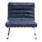 Homeroots 29" Blue and Silver Tufted Leather and Upholstered Folding Lounge Chair 668904 - alternate 1
