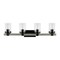 Jonathan Y Bungalow 32" 4-Light Iron/Seeded Glass Rustic Farmhouse LED Vanity Light, Black/Gray Oak Wood Finish JYL7510B - alternate 4