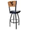 Holland Bar Stool Co 30" Blk Wrinkle West Virginia Swivel Bar Stool, Laser Engraved Back L03830BWMedMplAWestVABlkVinyl - alternate 4