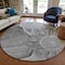 Homeroots 8' Gray Silver And Charcoal Round Floral Washable Indoor Outdoor Area Rug 582250 - alternate 5
