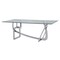 Homeroots 79" Clear And Silver Glass And Stainless Steel Trestle Base Dining Table 284365 - alternate 1