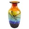 Homeroots 11" Black Blue Red And Yellow Abstract Urn Handblown Glass Table Vase 375794 - alternate 1