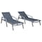 Leisuremod Marlin Patio Chaise Lounge Chair with Armrests in Grey Aluminum Frame, Black, 2PK MLAGR-77BL2 - alternate 1