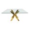 Homeroots 60" Clear and Gold Glass and Metal Cross Leg Base Square Dining Table 555134 - alternate 1