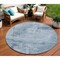 Homeroots 8' Denim Blue And Silver Round Abstract Washable Indoor Outdoor Area Rug 602697 - alternate 1