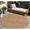 Homeroots 8' Terra Cotta And Brown Round Abstract Washable Indoor Outdoor Area Rug 594967 - alternate 1