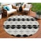 Homeroots 8' Black Ivory And Beige Round Geometric Washable Indoor Outdoor Area Rug 597874 - alternate 1