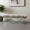 Homeroots 55" Gray and Gold Chenille and Metal Upholstered Bench 606737 - alternate 4