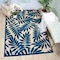 Homeroots 8' X 11' Navy Blue And Ivory Palm Leaf Indoor Outdoor Area Rug 546694 - alternate 3
