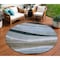 Homeroots 8' Brown Blue And Gray Round Abstract Washable Indoor Outdoor Area Rug 603673 - alternate 1