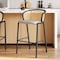 Leisuremod Ervilla Wicker Bar Stool with Fabric Seat and Black Powder Coated Steel Frame, Beige, 2PK EBBL-31BG2 - alternate 2