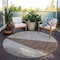 Homeroots 8' Gray Silver And Taupe Round Geometric Washable Indoor Outdoor Area Rug 582472 - alternate 3