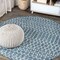 Jonathan Y Ourika Moroccan Geometric Textured Weave Teal/Gray 4 ft Round Indoor/Outdoor Area Rug SMB108C-4R - alternate 1