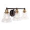 Jonathan Y Manhattan Vintage 25.5" 3-Light Metal/Glass Industrial Rustic LED Vanity, Brass Gold/Oil Rubbed Bronz JYL3546A - alternate 5