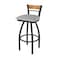 Holland Bar Stool Co 36in Swivel Extra Tall Bar Stool, Black Wrinkle Finish, Medium Back, Canter Folkstone Grey Seat 881 - alternate 1