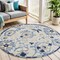 Homeroots 4' Blue And Gray Round Floral Indoor Outdoor Area Rug 546639 - alternate 4