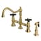 Kingston Brass Bridge Kitchen Faucet with Brass Sprayer, Brushed Brass KS3277PKXBS - alternate 1