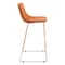 Homeroots Set of Two 30" Orange And Gold Velvet And Steel Bar Height Bar Chairs 555758 - alternate 3