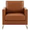 Leisuremod Lincoln Leather Accent Armchair with Gold Frame, Cognac Tan LA31BR-L - alternate 5