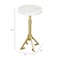 Homeroots 22" White And Gold Marble And Iron Round Pedestal End Table 556546 - alternate 5