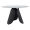 Homeroots 48" White and Black Faux Marble and Steel Pedestal Base Round Top Dining Table 564987 - alternate 4