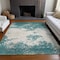 Homeroots 9' X 12' Teal Blue Ivory And Gray Abstract Washable Indoor Outdoor Area Rug 599524 - alternate 2